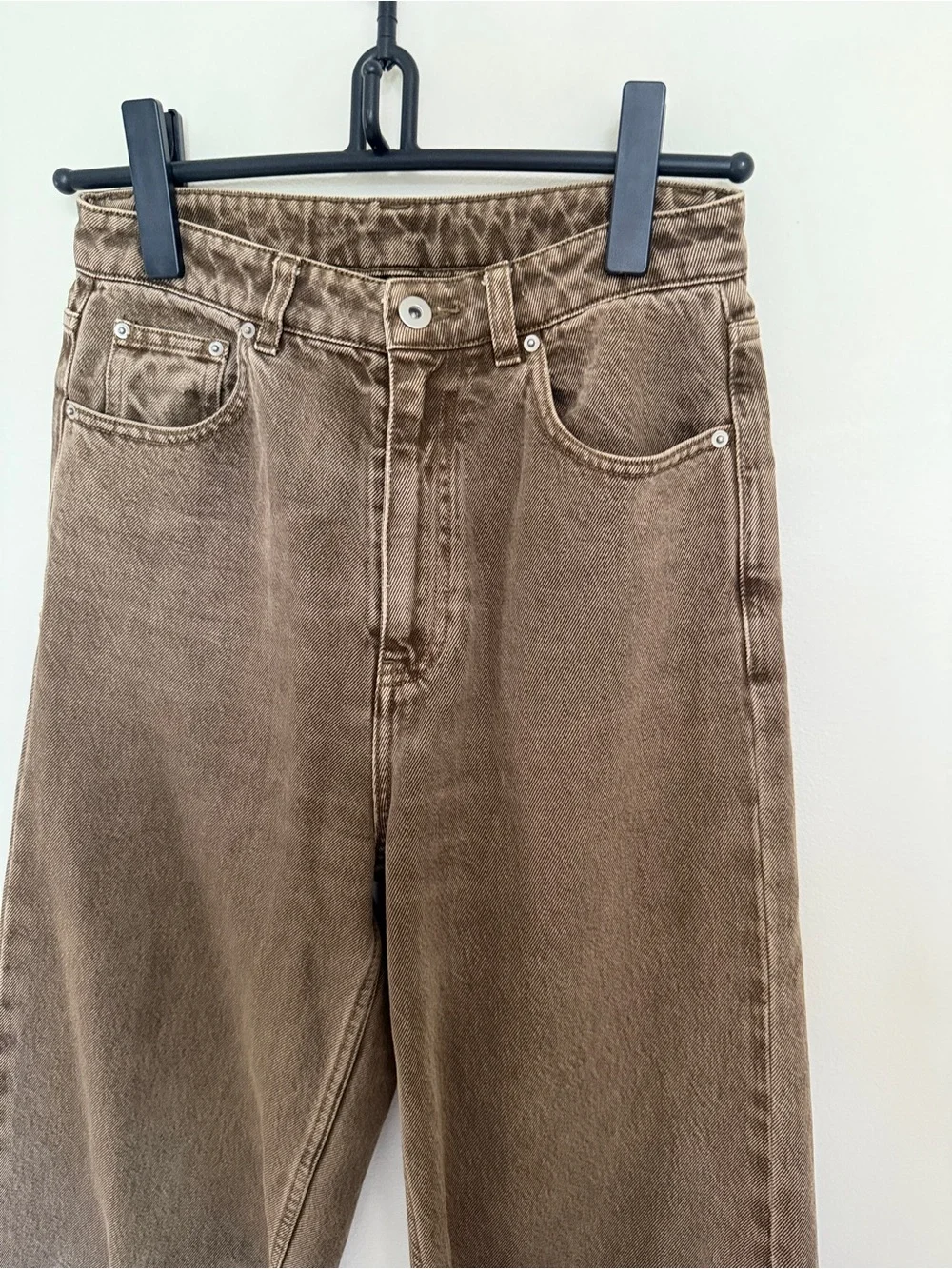High-Waist Barrel Jeans in Washed Chocolate Brown-size26